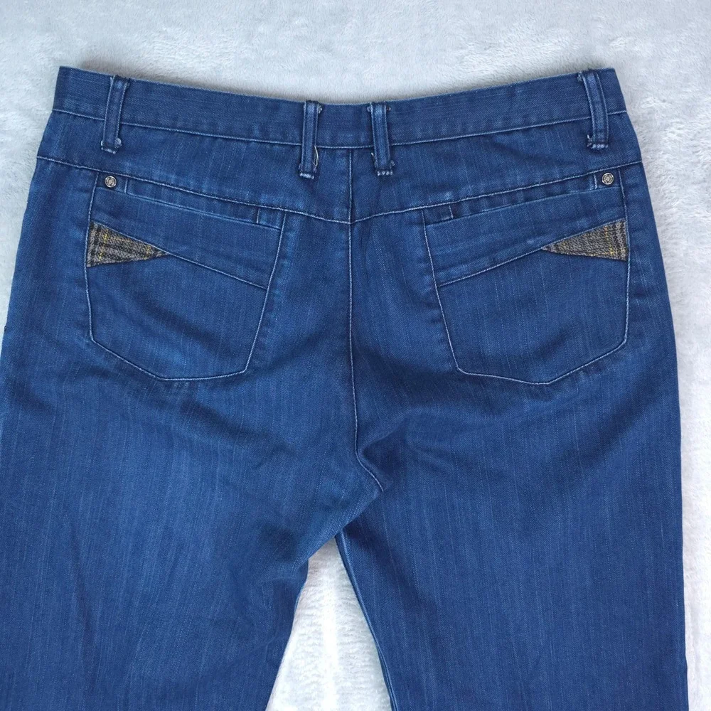 Stacy Adams Jeans Mens 38x34 Blue Denim Plaid Pocket Accents Cotton Casual